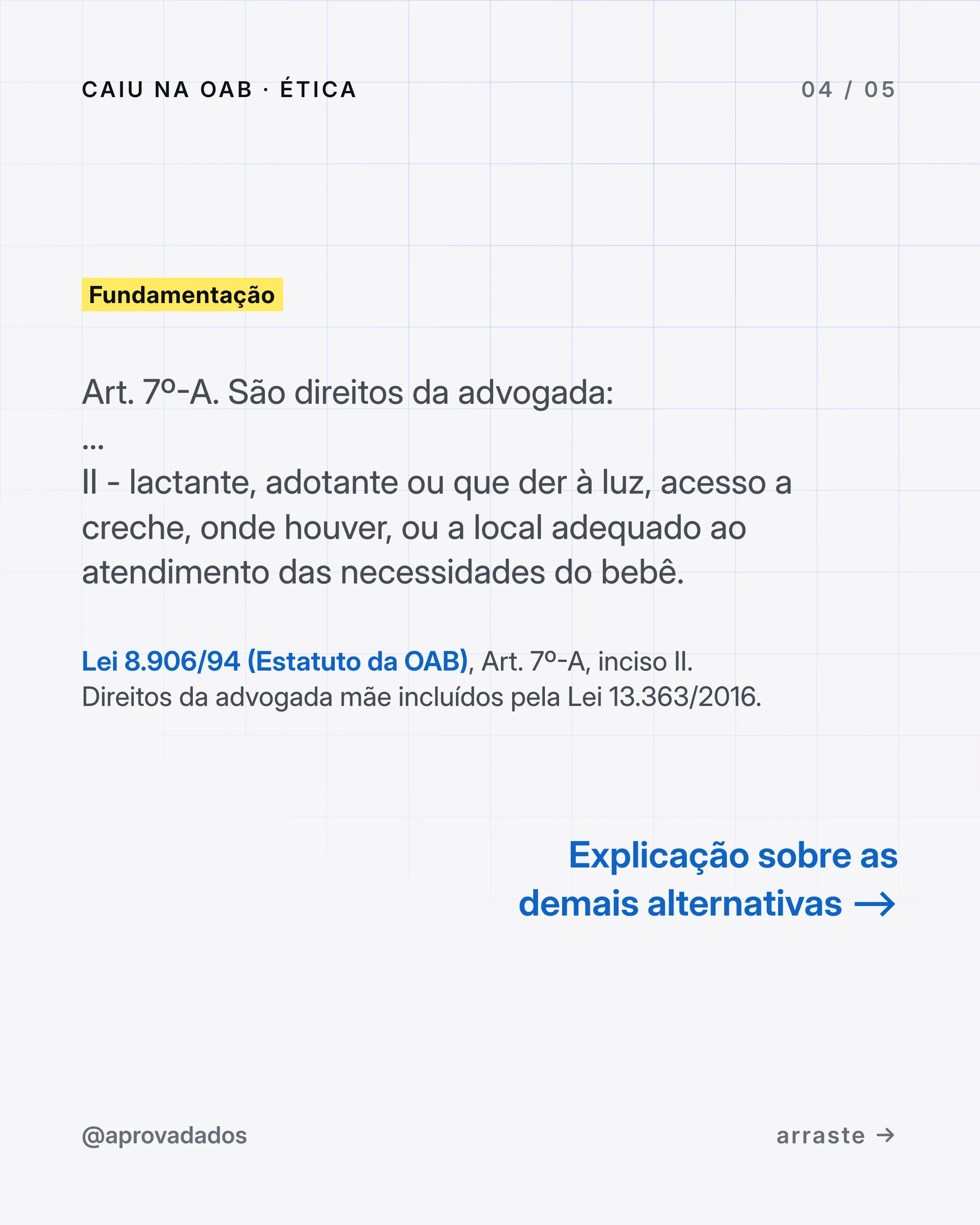 Fundamentação: Art. 7º-A, inciso II, da Lei 8.906/94, o Estatuto da OAB.